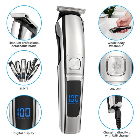 Mens Hair Clipper, 16 in 1 Hair Grooming Kit IPX7 Waterproof Beard Trimmer USB R